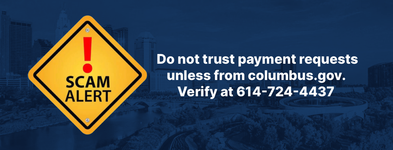 Image of Banner Alerting Residents of Payment Requests Scama 