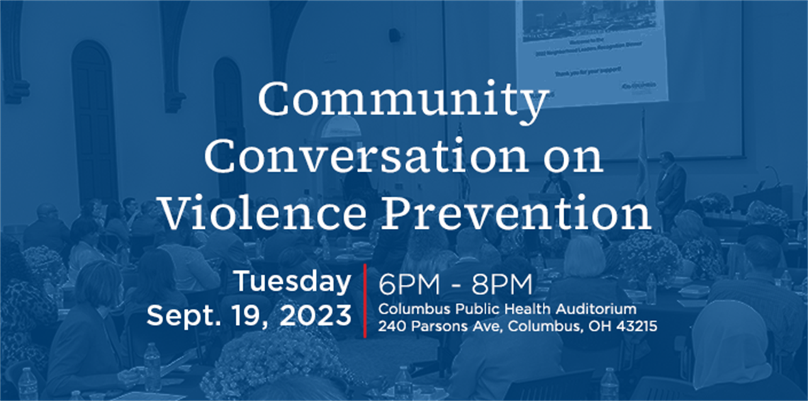 Community conversation on violence prevention group blue overlay