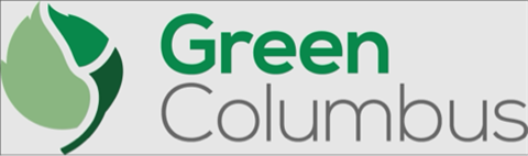 Green Colombus Logo with a Green leaf on the left side