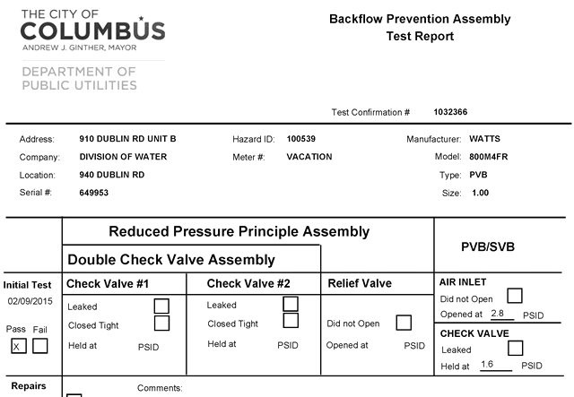 test submittal page