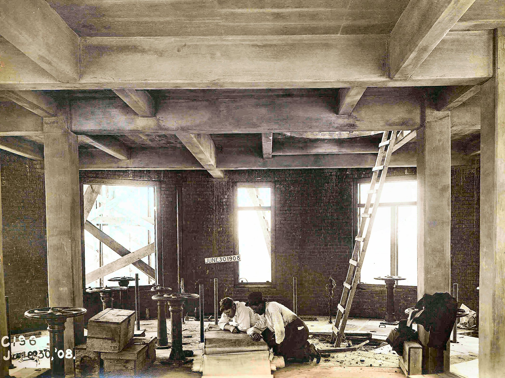Crew building 1908 improved sewage works plant