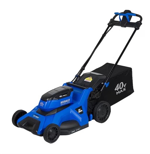 Blue electric push lawnmower