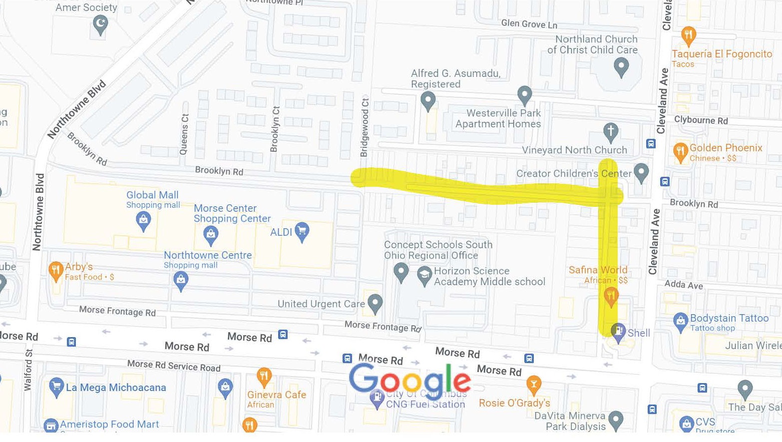 Brooklyn Cleveland Google Map